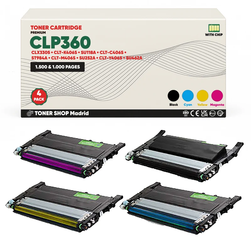 BDink Cartucho de Toner Compatible Samsung CLP360 (Pack 4) CMYK