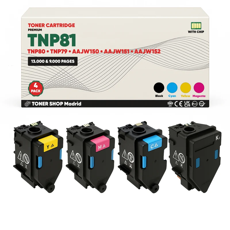 BDink Cartucho de Toner Compatible Konica Minolta TNP81 (Pack 4) CMYK