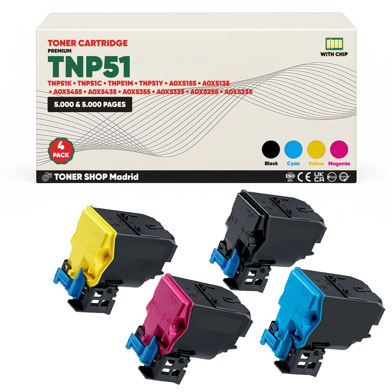 BDink Cartucho de Toner Compatible Konica Minolta TNP51 (Pack 4) CMYK