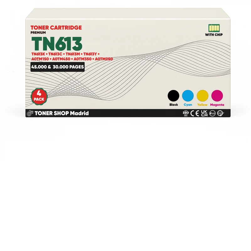 BDink Cartucho de Toner Compatible Konica Minolta TN613 (Pack 4) CMYK