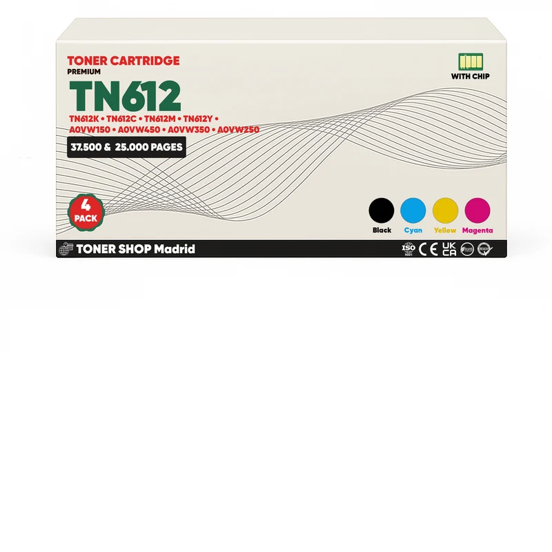 BDink Cartucho de Toner Compatible Konica Minolta TN612 (Pack 4) CMYK