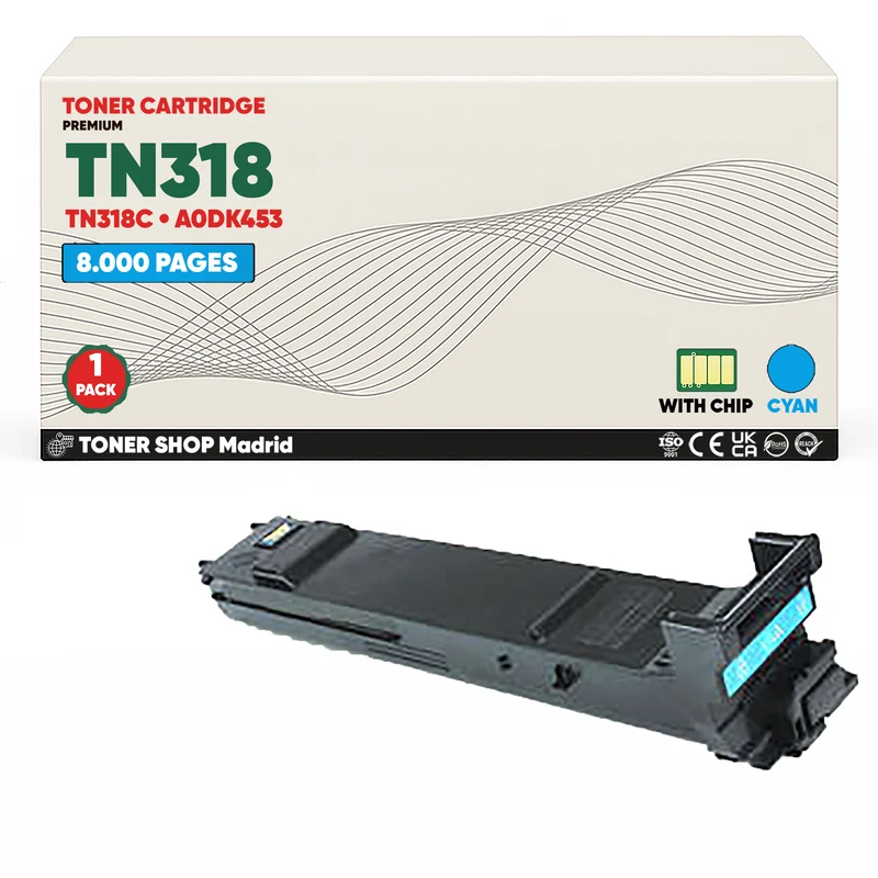BDink Tóner Compatible Konica Minolta TN318 Cian Amarillo (Pack 2)
