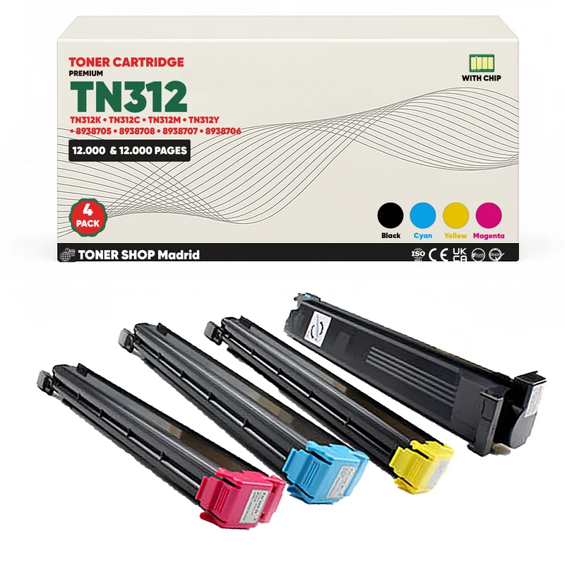 BDink Cartucho de Toner Compatible Konica Minolta TN312 (Pack 4) CMYK