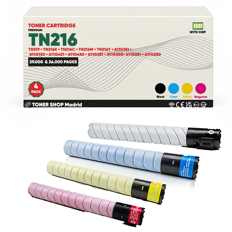 BDink Cartucho de Toner Compatible Konica Minolta TN216 (Pack 4) CMYK