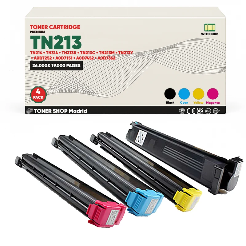 BDink Cartucho de Toner Compatible Konica Minolta TN213 (Pack 4) CMYK