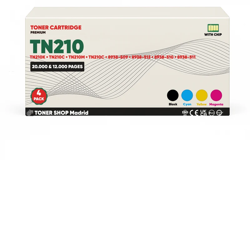 BDink Cartucho de Toner Compatible Konica Minolta TN210 (Pack 4) CMYK