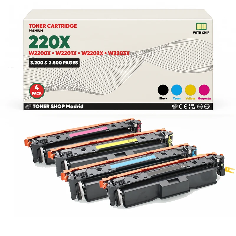 BDink Tóner Compatible HP 220X (Pack 4 CMYK) W2200X W2201X W2202X W2203X