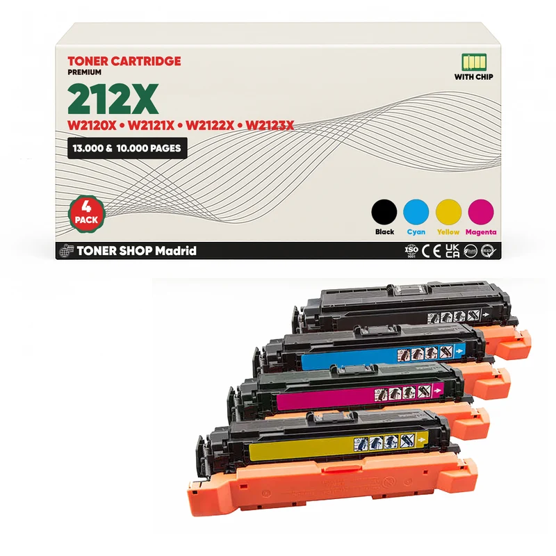 BDink Tóner Compatible HP 212X (Pack 4 CMYK) W2120X W2121X W2122X W2123X