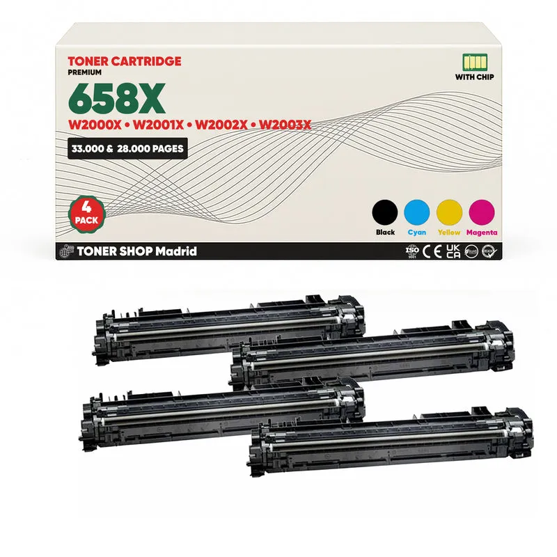 BDink Tóner Compatible HP 658X (Pack 4 CMYK) W2000X W2001X W2002X W2003X