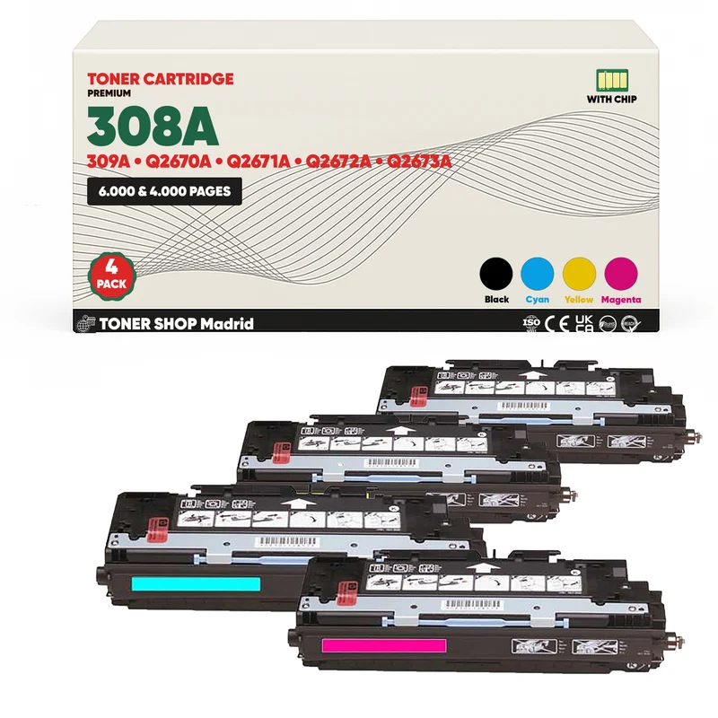BDink Tóner Compatible HP 308A / 309A (Pack 4 CMYK) Q2670A Q2671A Q2672A Q2673A
