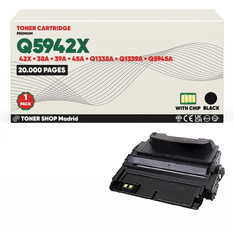 BDink Cartucho Tóner Compatible HP 42X/38A/39A/45A Negro Q5942X