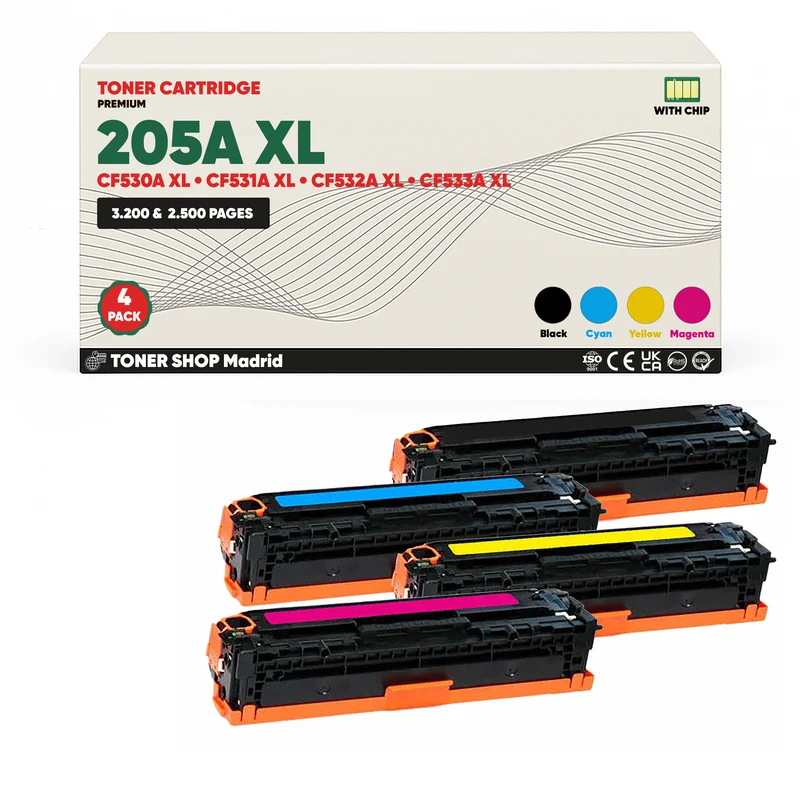 BDink Tóner Compatible HP 205A XL (Pack 4 CMYK) CF530A CF531A CF532A CF533A