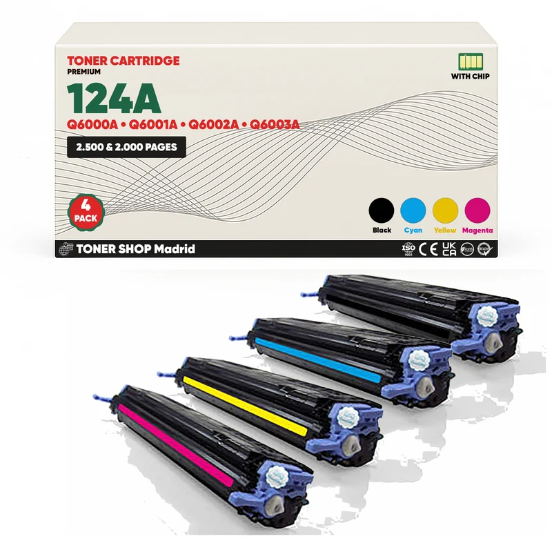 BDink Tóner Compatible HP 124A (Pack 4 CMYK) Q6000A Q6001A Q6002A Q6003A