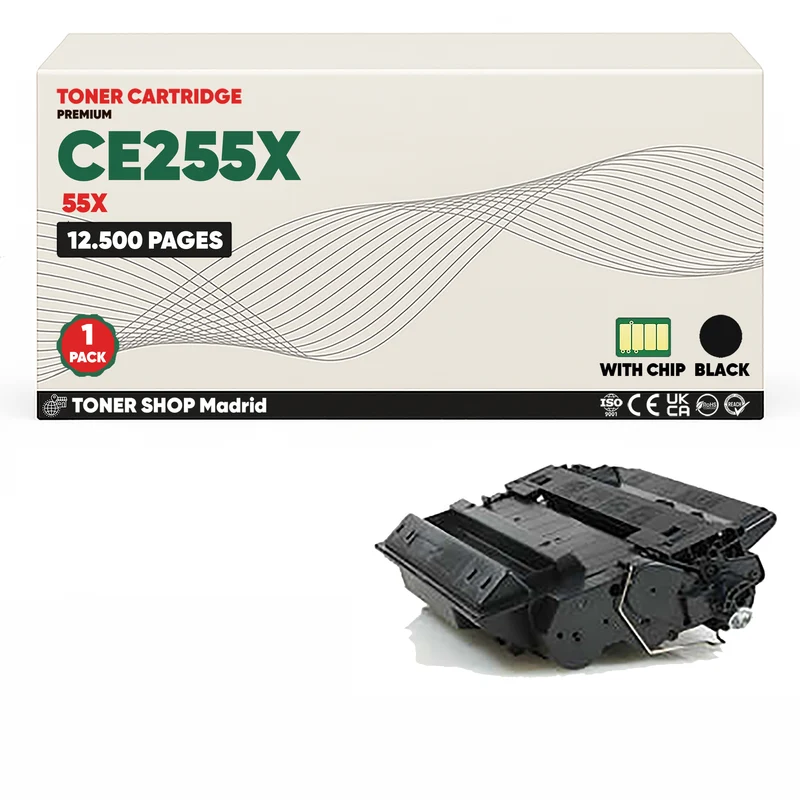 BDink Cartucho Tóner Compatible HP CE255X Negro (Pack 1) - Reemplaza 55X