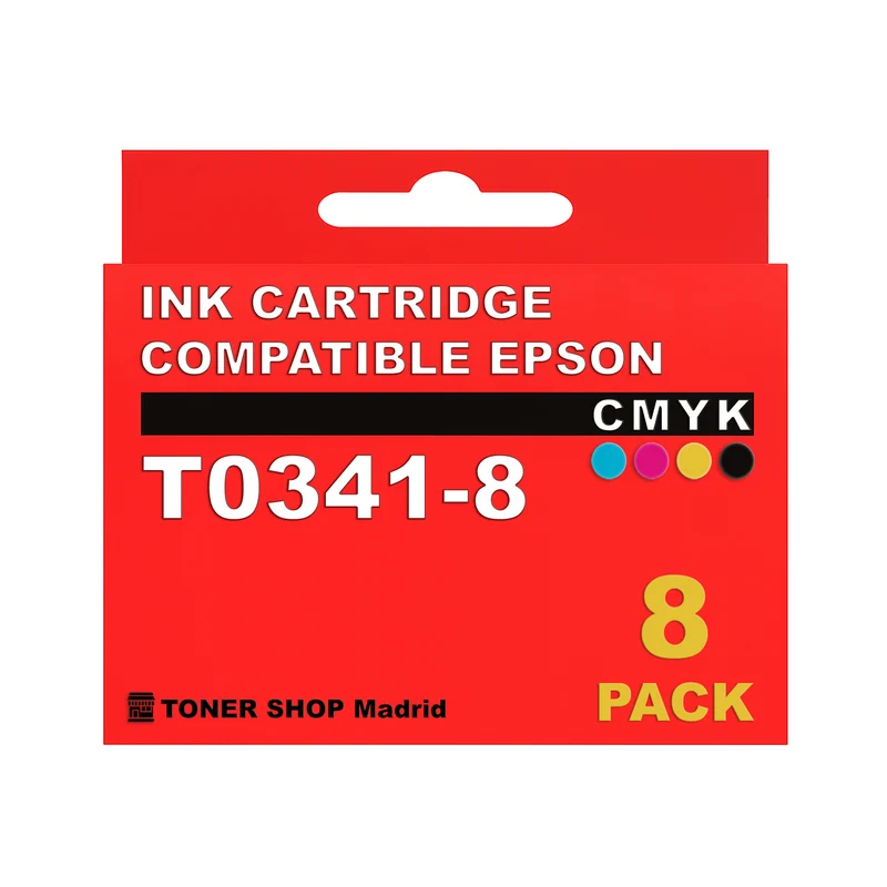 BDink Cartuchos Tinta Compatible Epson T0341 a T0348 (Pack 8)