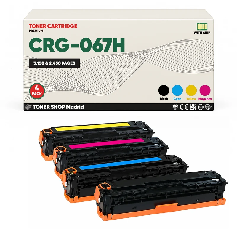 BDink Tóner Compatible Canon 067H (Pack 4) con Chip