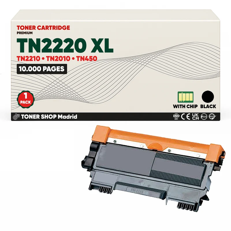 Cartucho Tóner Compatible Brother TN2220 TN2210 Negro 10K Páginas