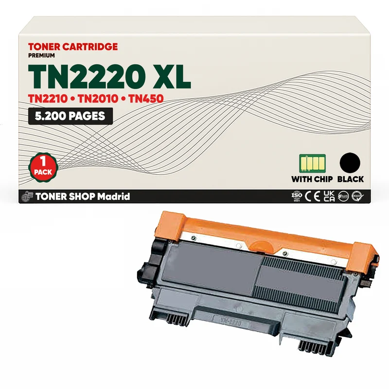 BDink Cartucho Tóner Compatible Brother TN2220 XL TN2210 XL Negro