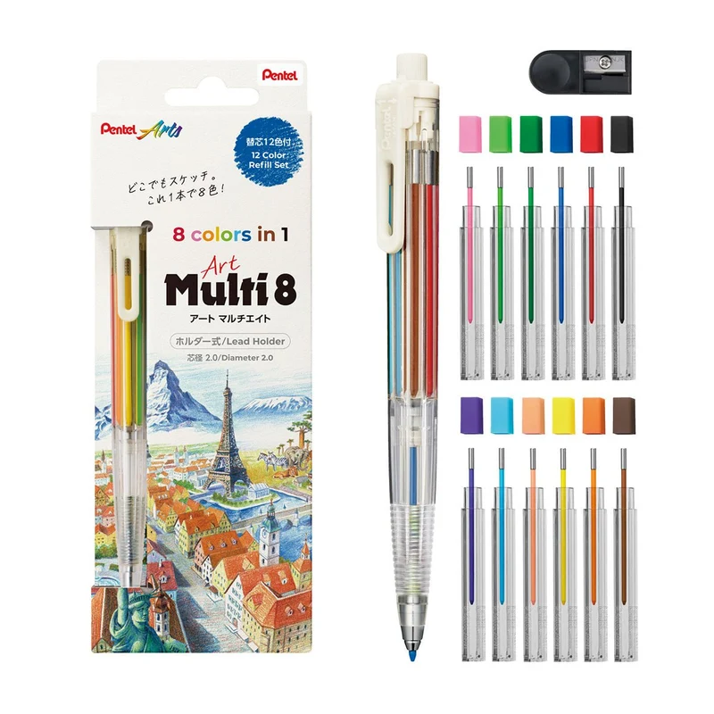 Pentel Art Multi8 Holder Type Color Pencil 12 Colors XPH804ST