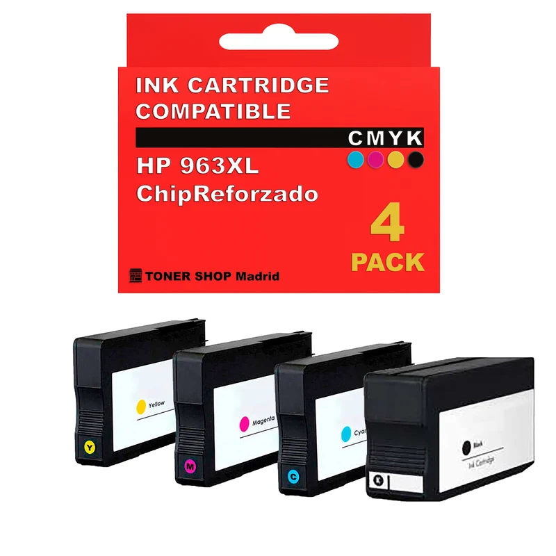 BDink Cartuchos Tinta Compatible HP 963XL CMYK (Pack 4) Chip Reforzado