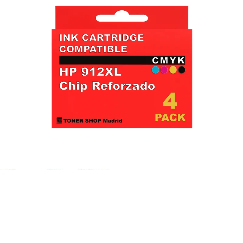 BDink Cartuchos Tinta Compatible HP 912XL CMYK (Pack 4) Chip Reforzado