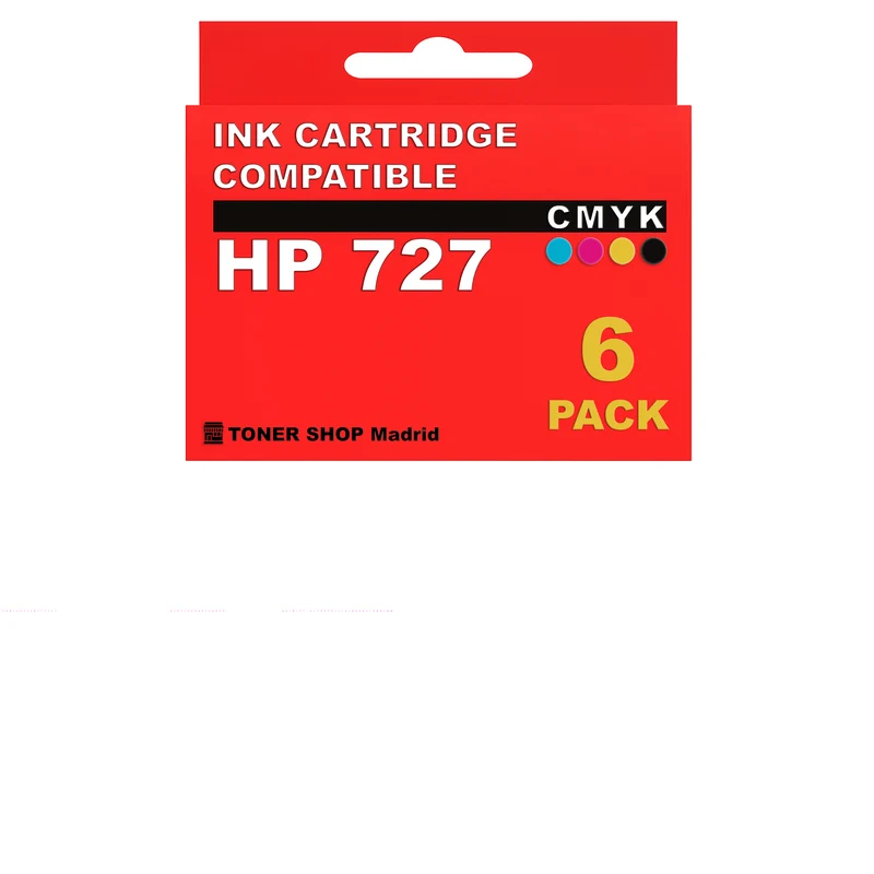 BDink Cartuchos Tinta Compatible HP 727 CMYK Gris Negro (Pack 6)