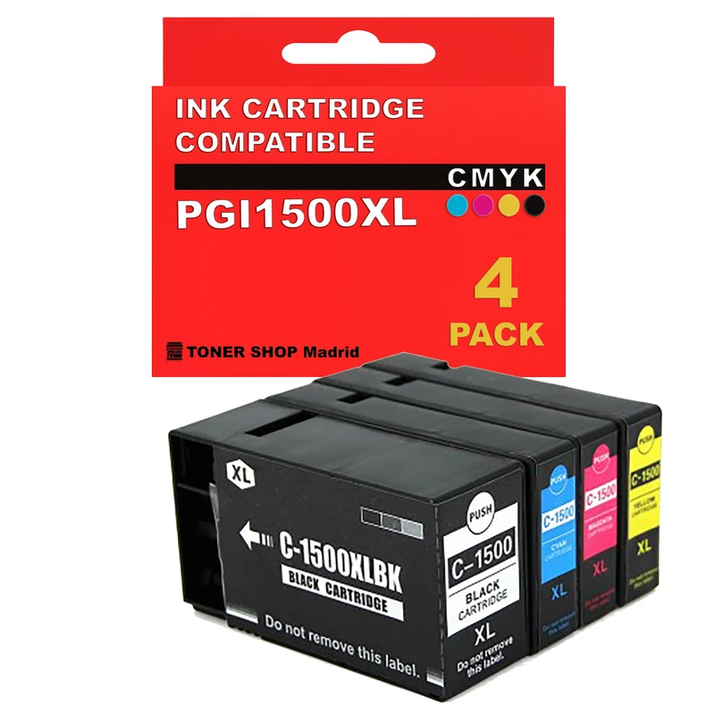 BDink Cartuchos Tinta Compatible con Canon PGI1500XL CMYK (Pack 4)