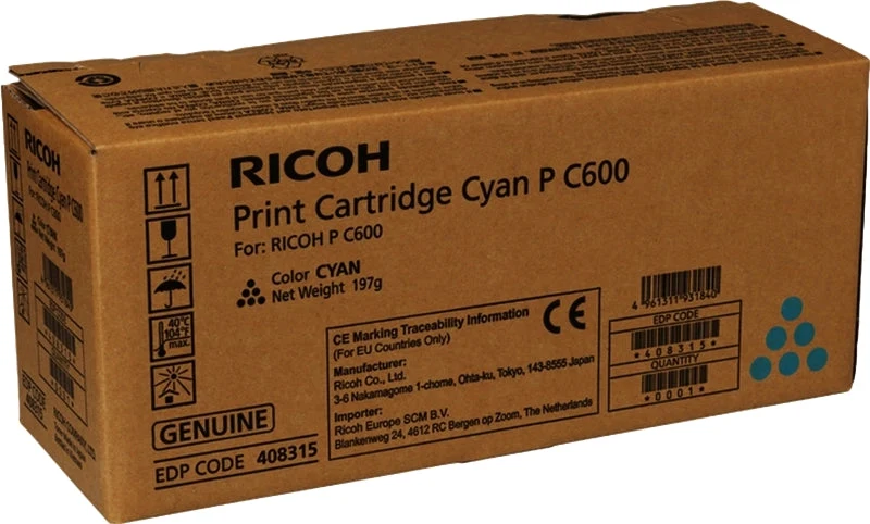 Ricoh PC600 Cyan Tóner Original - 408315/P C600C