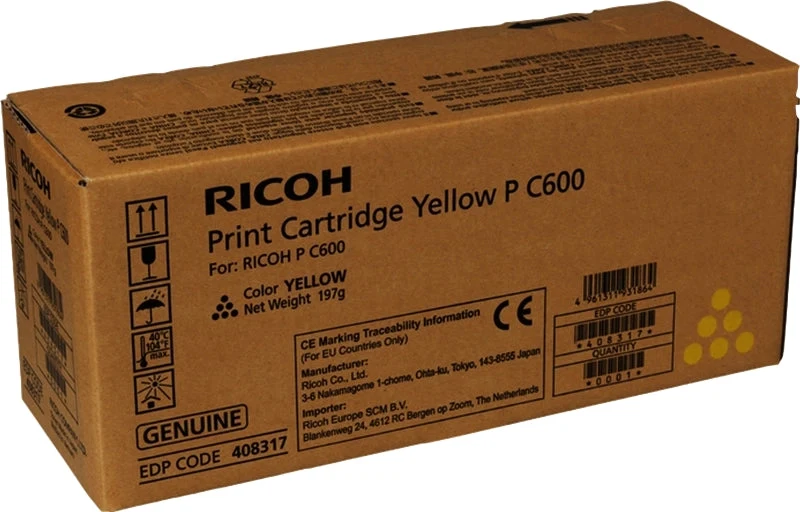 Ricoh PC600 Amarillo Tóner Original - 408317/P C600Y