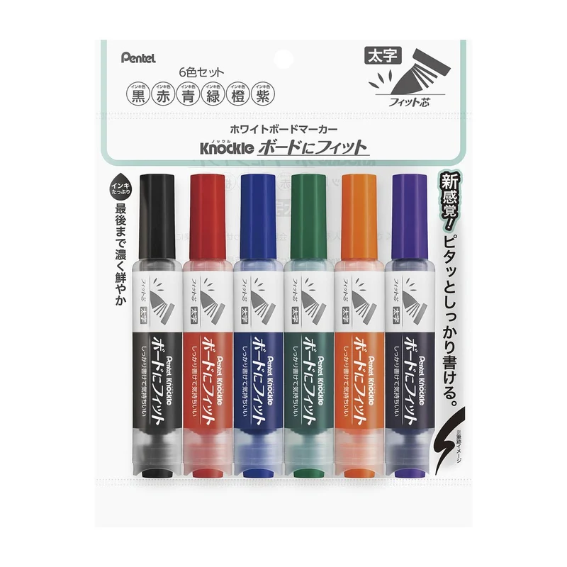 Pentel Whiteboard Marker Knockle Chisel Tip Direct Ink 6 Colors EMWL5BF6ST