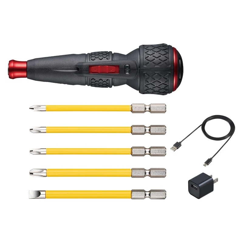 VESSEL Electric Ball-Grip Screwdriver (USB‑C 5 Bits 3 N·m) 220USBC-5