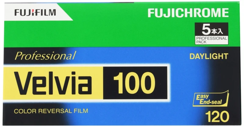 FUJIFILM Fujichrome Velvia 100 120 Reversal Film 12 Exp 5-Pack