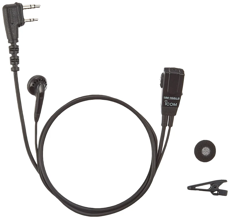 ICOM Compact Earphone Microphone (Slim L‑Type Connector) HM-166LS