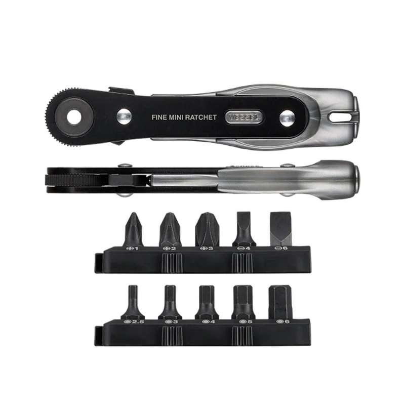 VESSEL Ultra-Thin Fine Mini Ratchet Screwdriver Straight with 10 Bits (TD-25)