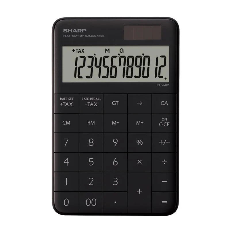 SHARP Design Calculator Mini Flat Face EL-VM72-BX Black 12-Digit