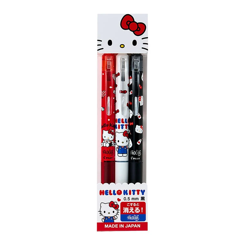 Sanrio Hello Kitty Knock Gel Pen Set (3) 0 5mm Black Ink Polycarbonate