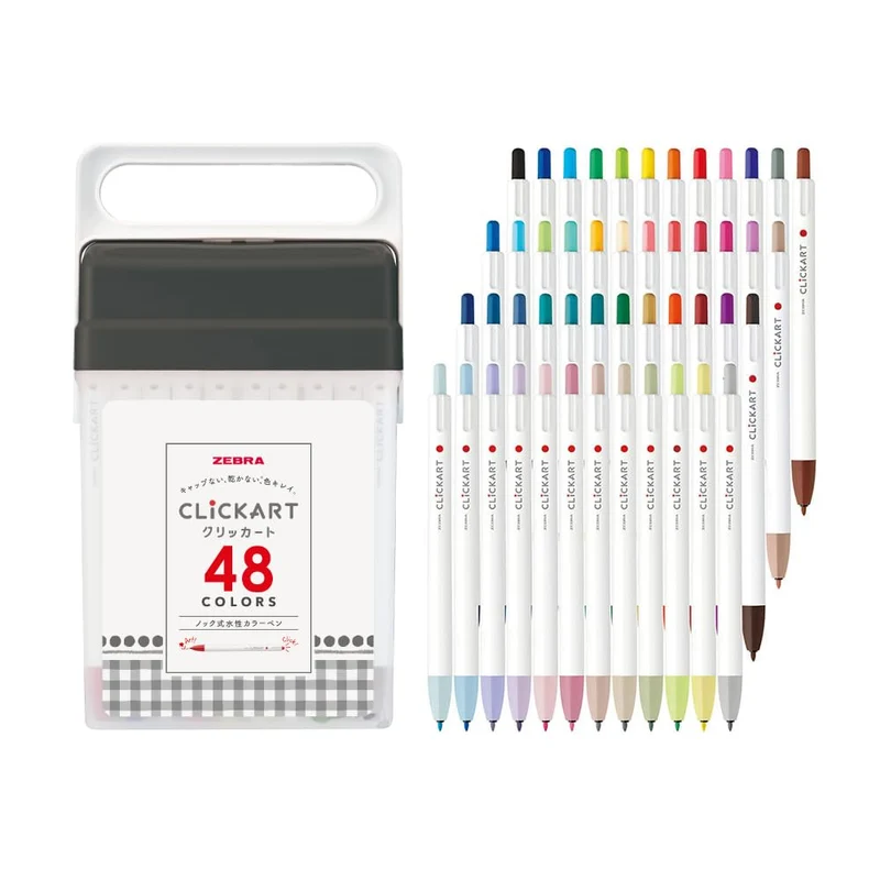 Zebra Water-Based Marker Clickart Set with Case WYSS22-48C-AZ 48 Colors