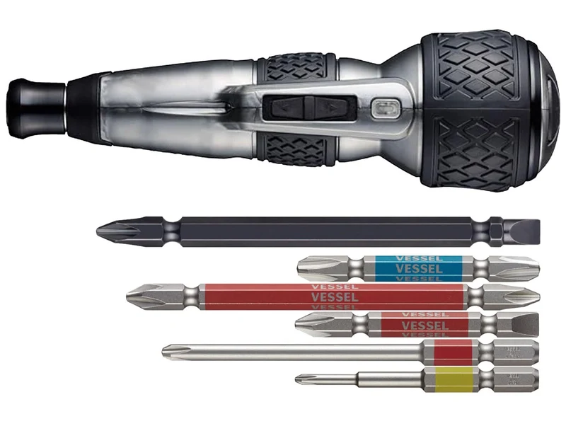 VESSEL Electric Ball Grip Screwdriver Premium 3-Mode 220USB-P1GR Gray Set