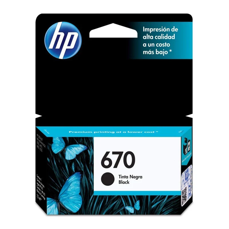 HP Cartucho de Tinta Original Negro 670 (CZ113AL)