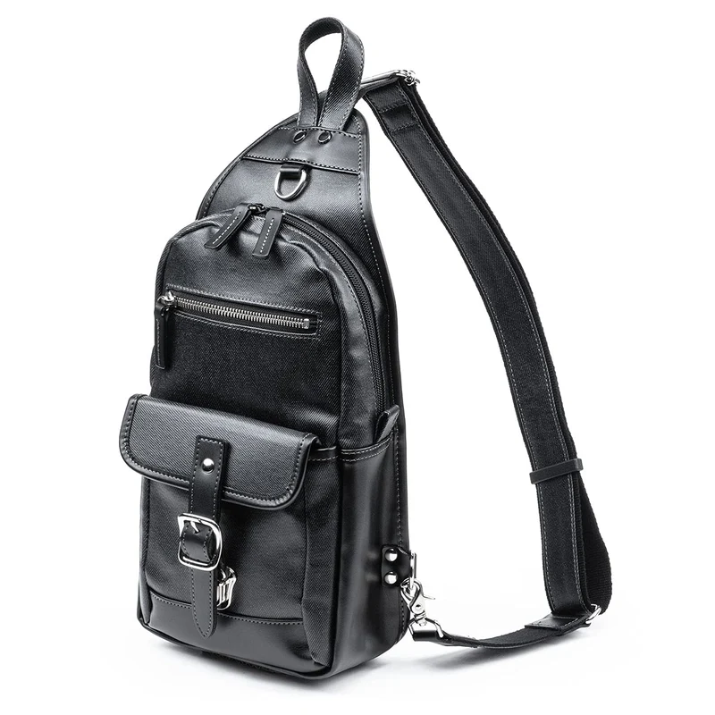 Sanwa Direct Body Bag Made in Japan Okayama Denim Vertical Black 200-BAGBDY1BK