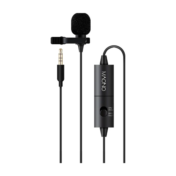 Micrófono Lavalier MAONO AU-100 Omnidireccional - Condensador Electret - 3.5mm - 6m Cable - Carcasa Aluminio