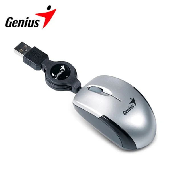 Mouse Genius Micro Traveler V2 USB Óptico 1200 DPI - Cable Retráctil - Plata - 31010125102