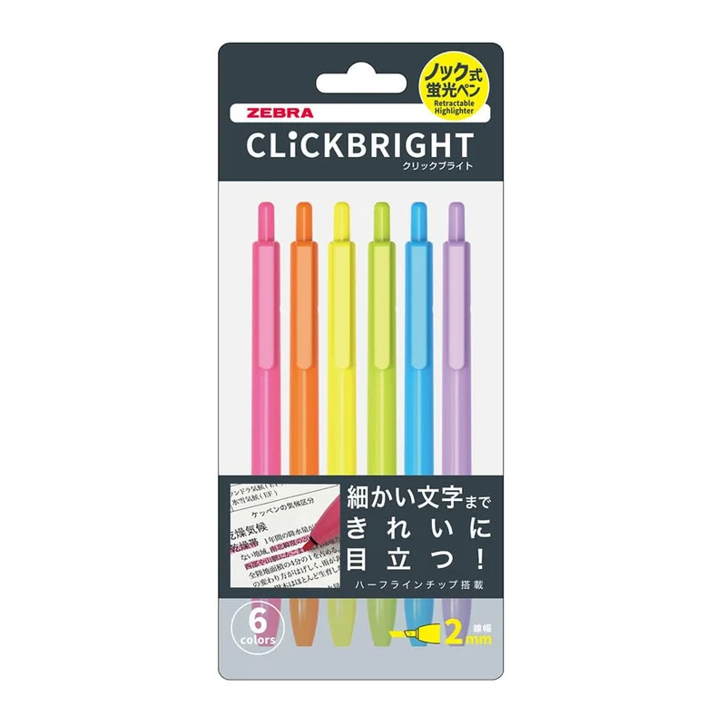 ZEBRA Clickbright highlighter pen 6 color set WKS30-6C