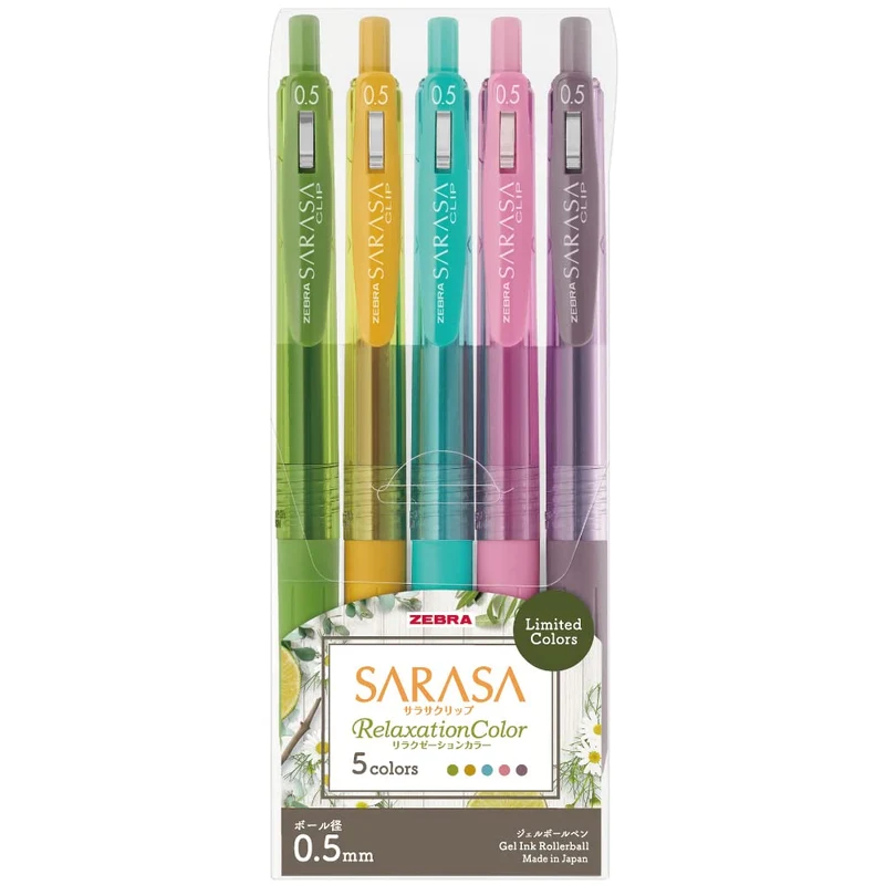 ZABRA Gel Ballpen SARASA Clip 0.5mm Relaxation Color 5Color Set JJ15-5C-RE