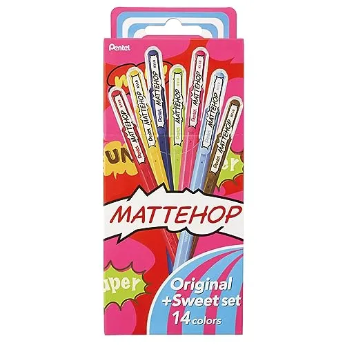 Pentel Color Ballpoint Pen Matt Hop Original + Suite 14 colors K110-V14ST
