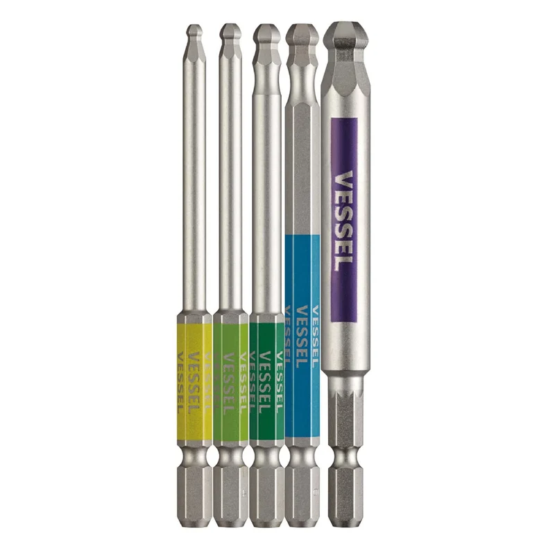 VESSEL Single-headed Ball Point Rigid Bits Set of 5 3/4/5/6/8 x 100 GS5P-35