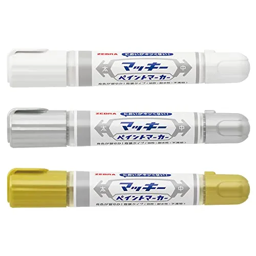 Zebra Oil-based Pen Mackee Paint Marker Gold Silver and White 3 color set YYT20-AZ-3C