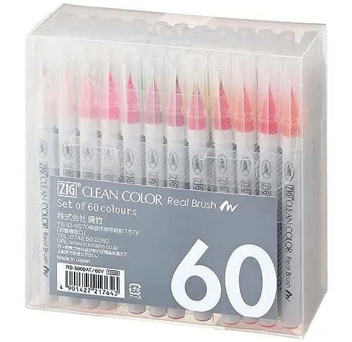 Kuretake Brush pen aqueous ZIG clean color real brush 60 colors RB-6000AT/60V