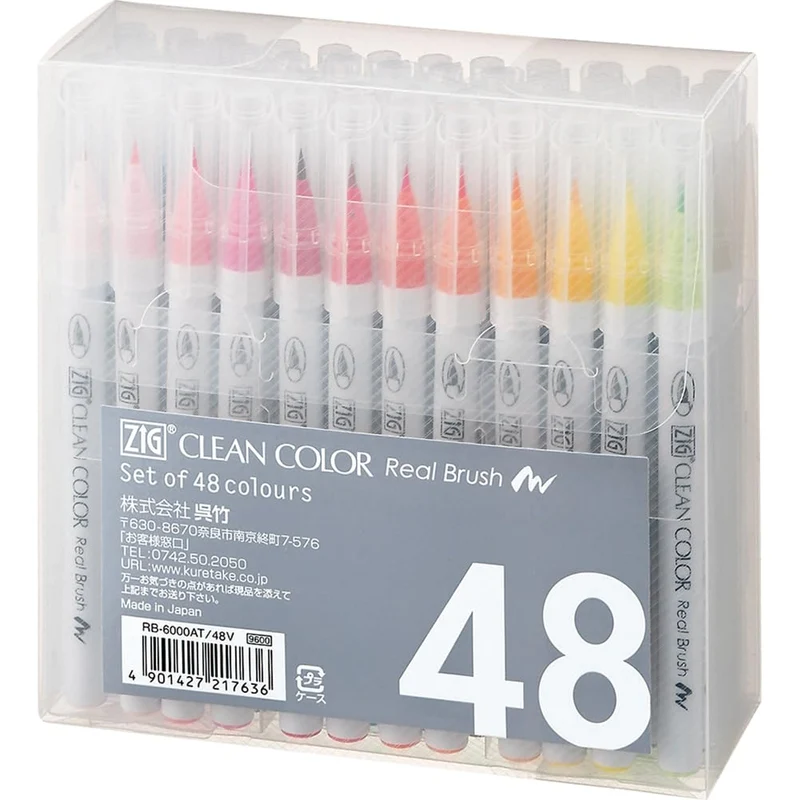 Kuretake Brush pen aqueous ZIG clean color real brush 48 colors 6000AT/48V