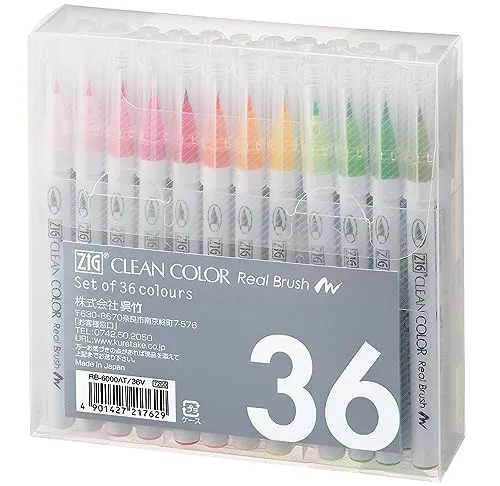 Kuretake Brush pen aqueous ZIG clean color real brush 36 colors RB-6000AT/36V